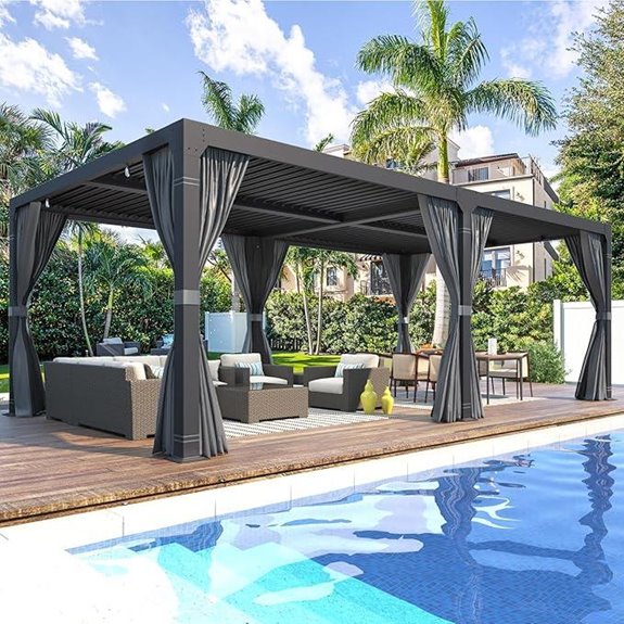 MELLCOM 12x24 Aluminum Pergola with Adjustable Roof