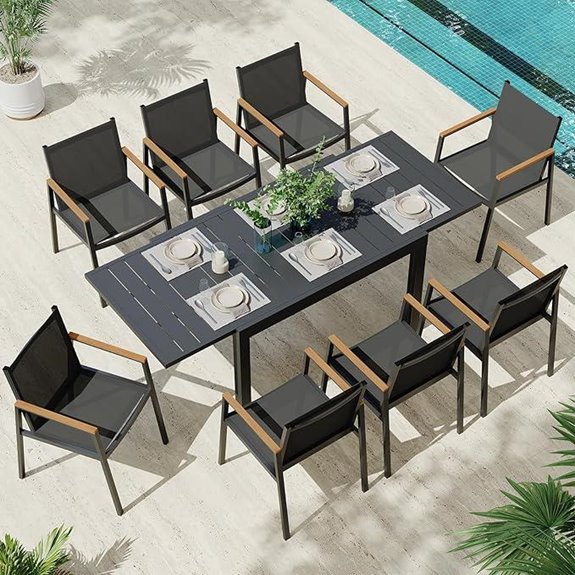 Expandable Patio Dining Set for 6-8 with Chairs