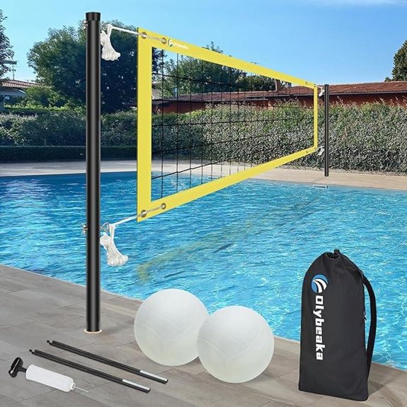 Pool Volleyball Net Set with Adjustable Poles & Accessories