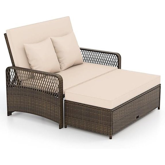 Tangkula Patio Rattan Daybed with Adjustable Backrest