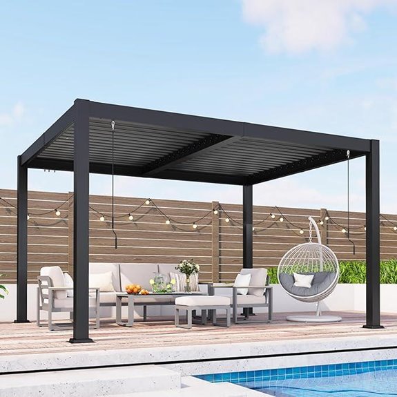 Louvered Metal Pergola with Adjustable Roof System