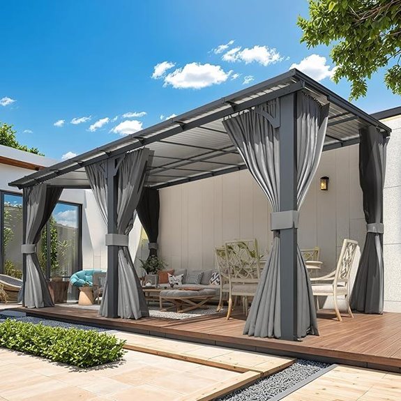 AECOJOY 16'x10' Outdoor Pergola with Curtains