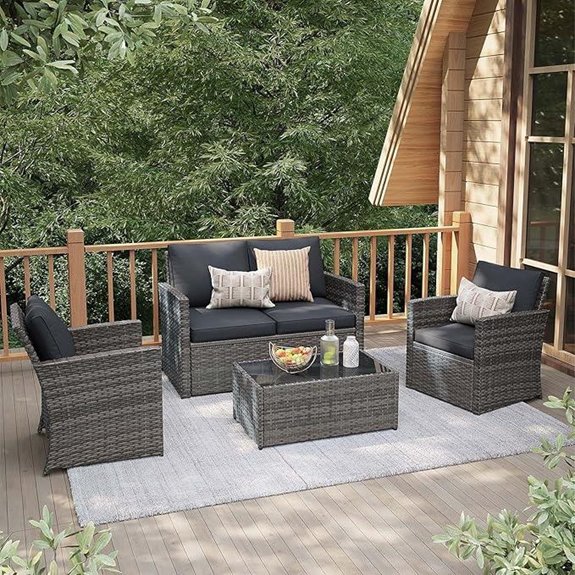 JOIVI 4-Piece All-Weather Wicker Patio Furniture Set