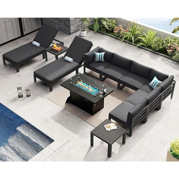 NICESOUL Aluminum Patio Furniture Set with Firepit
