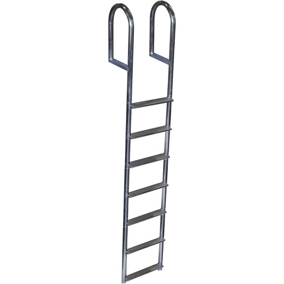 Dock Edge + Wide Step Fixed Dock Ladder 7 Step Fixed Welded Aluminum