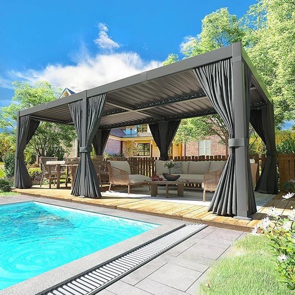 VIWAT Aluminum 10x20 ft Louvered Pergola