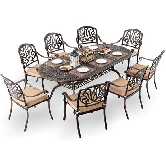 9-Piece Aluminum Patio Dining Set with Umbrella Hole