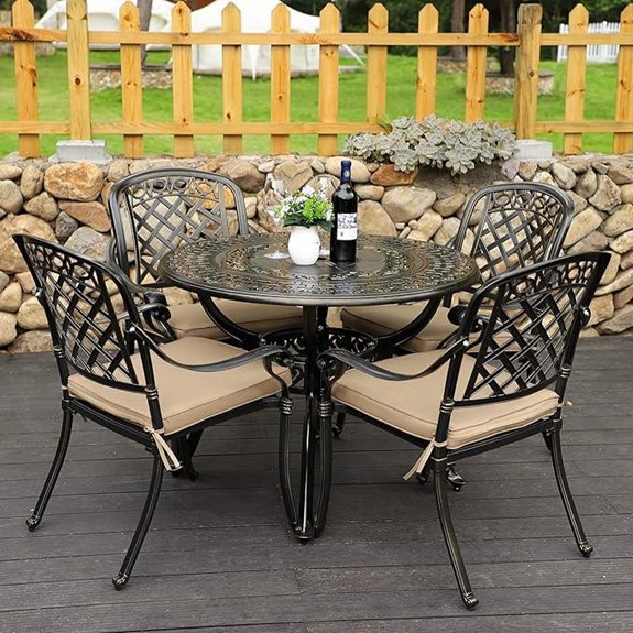 5-Piece Cast Aluminum Patio Dining Set with Cushions