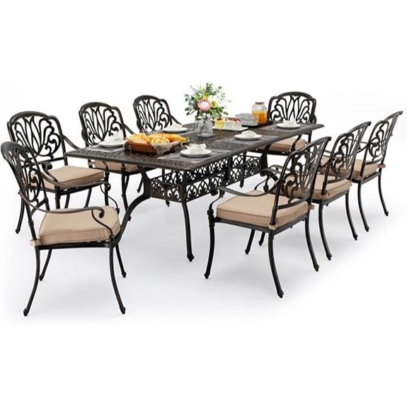 9-Piece Aluminum Patio Dining Set with Umbrella Hole
