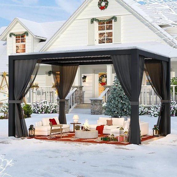 LVUYOYO 10x13 Aluminum Pergola with Curtains