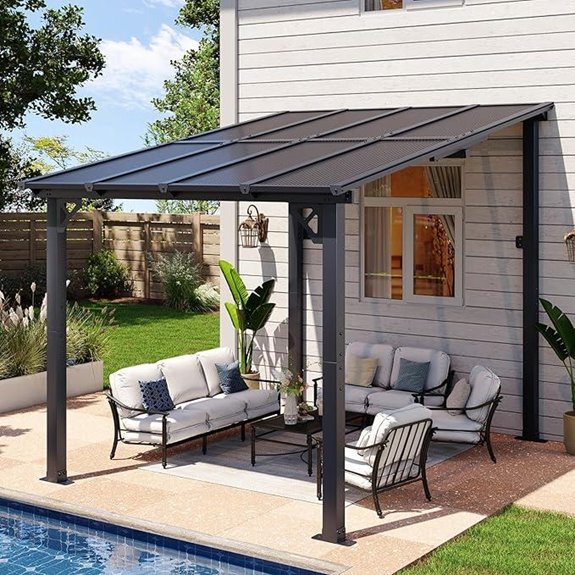 Aoxun 8'x10' Wall-Mounted Outdoor Gazebo