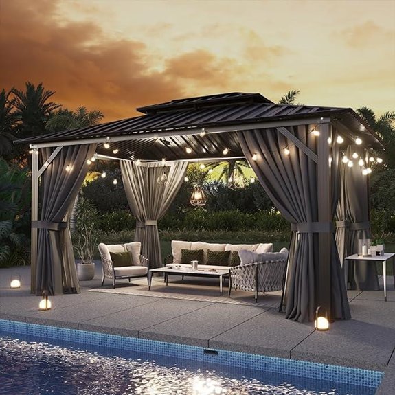 Aoxun 10'x12' Hardtop Aluminum Gazebo with Curtains