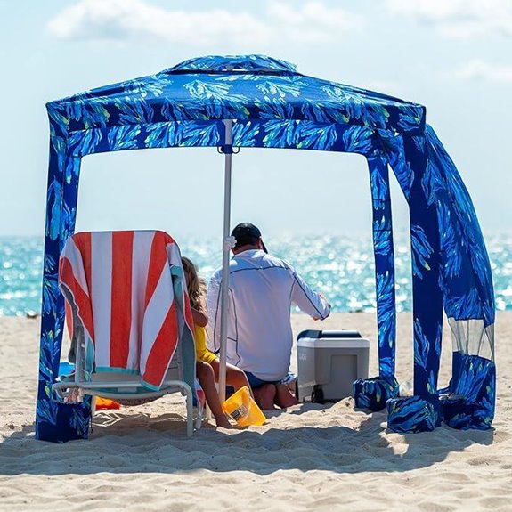AMMSUN Beach Cabana with Side Wall and Sand Pockets