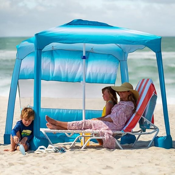AMMSUN Beach Cabana with Side Wall and Sand Pockets