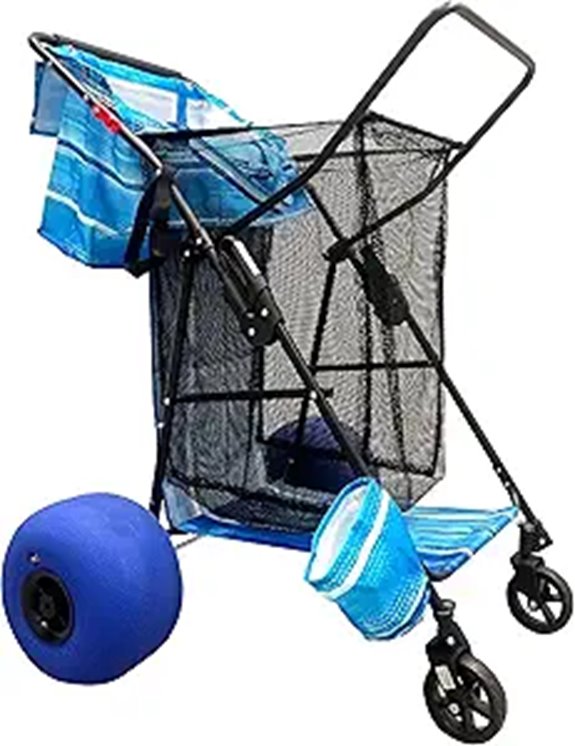 Beach Cart with Sand Wheels and Removable Bag