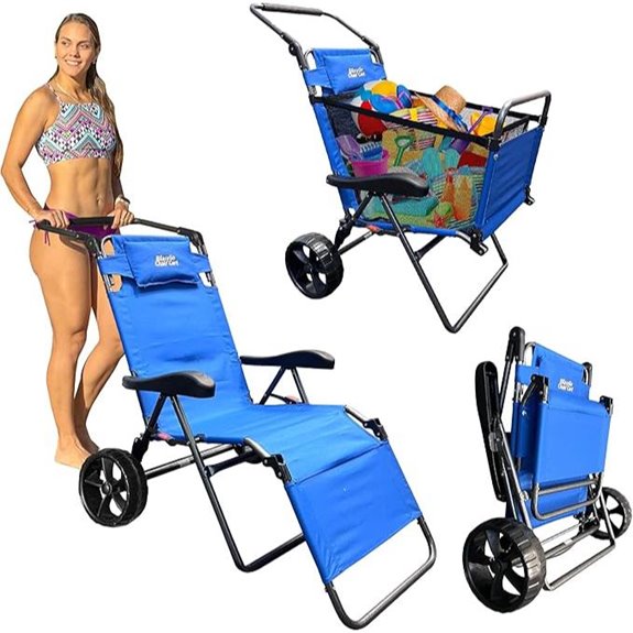 Beach Cart Chair with Large Wheels and Capacity