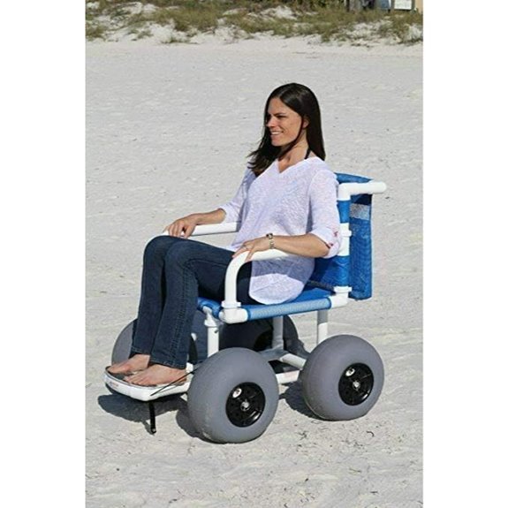 Beach Wheelchair with Balloon Tires and Disassembly
