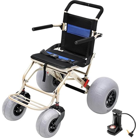 Beach Wheelchair with Balloon Tires for Soft Sand