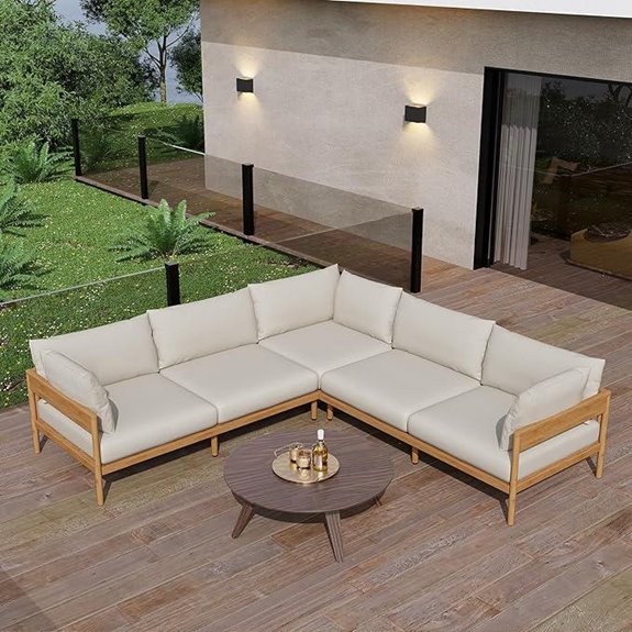 Acanva Outdoor Patio Furniture Set 5 Seats Beige