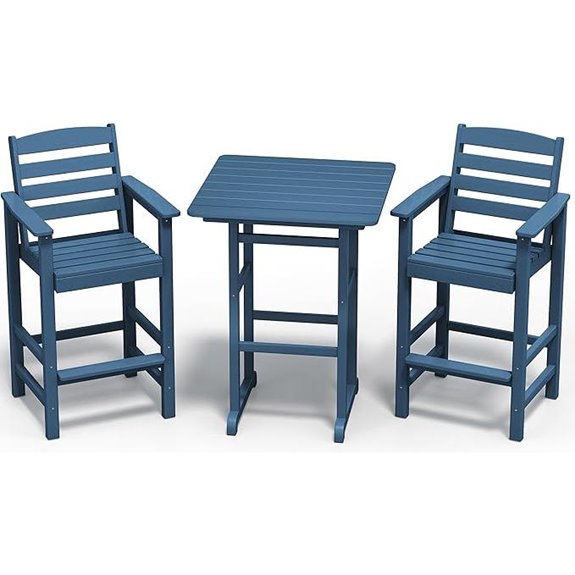 SERWALL 3-Piece Balcony Adirondack Set Blue