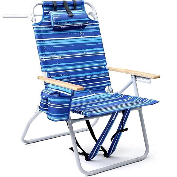 Tall Beach Chair with Cooler 17 Reclining Blue