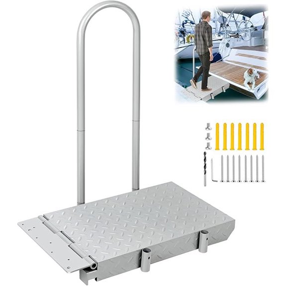 Boat Boarding Platform with Handrail and Safety Bar