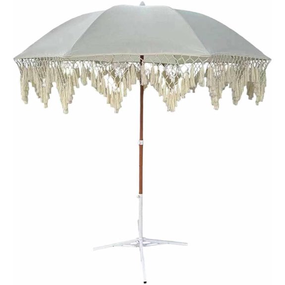 Bohemian 6.5ft Macrame Umbrella for Outdoor Shade