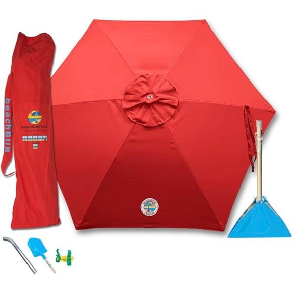 Beachbub All-in-One Beach Umbrella System (Bold Breaker Red)