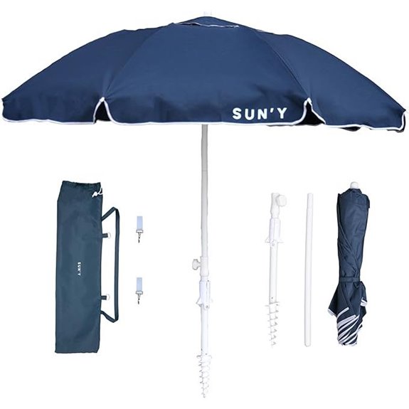 SUN'Y ESCAPES 6.5ft Beach Umbrella with Sand Anchor