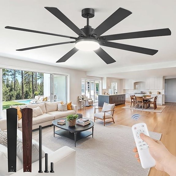 Large Ceiling Fan with Remote and LED Panel