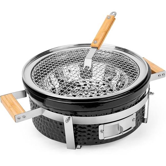 Ceramic Hibachi Charcoal Grill with Stainless Steel Grate