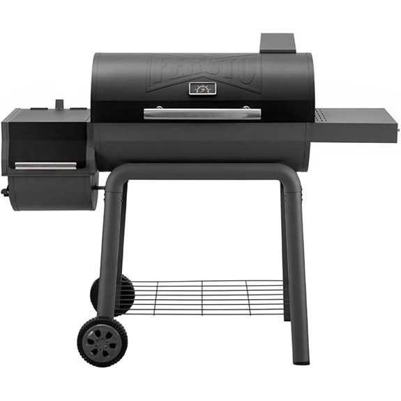 BBQ Charcoal Grill with Offset Smoker and Side Table