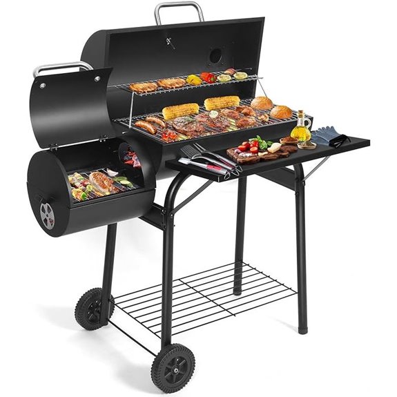Charcoal Offset Smoker and Grill for Outdoor Cooking