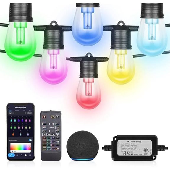 RGB Color Changing Outdoor String Lights with Alexa
