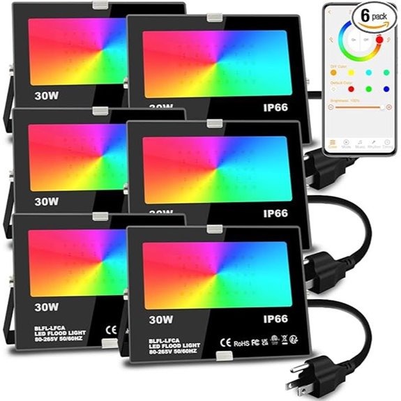 RGBW LED Flood Lights 6-Pack with Color Sync