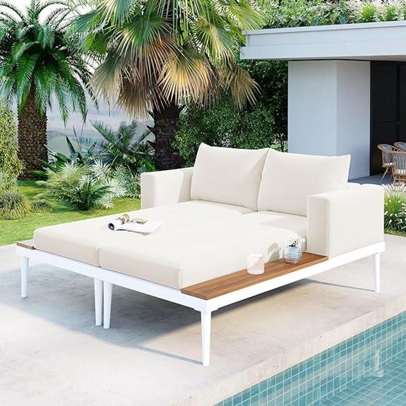 Modern Outdoor Daybed with Padded Chaise Lounges