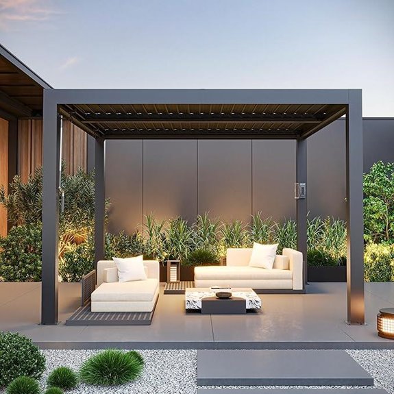 Modern Shade Aurora Louvered Pergola with USB Port