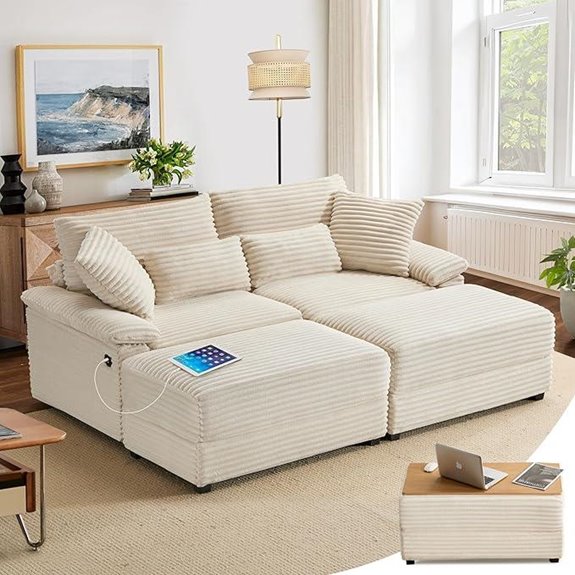 SUNWAVE 74 Double Chaise Lounge with Ottoman