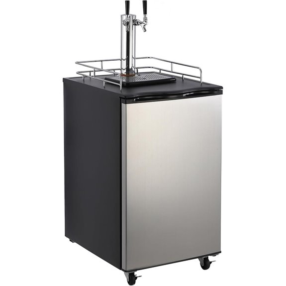 Dual Tap Kegerator Beer Dispenser with Casters