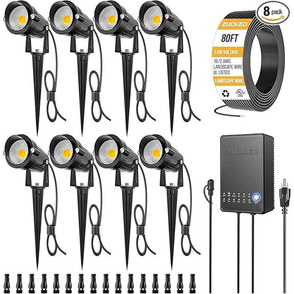 ZUCKEO 8-Pack Landscape Lighting Kit with Transformer