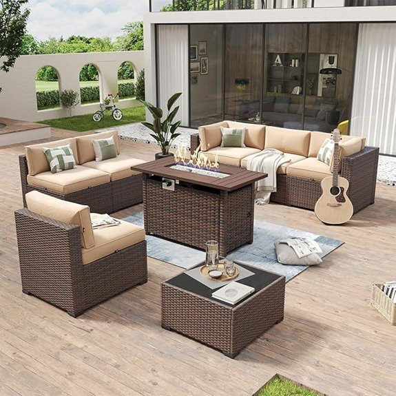 Aoxun 8-Piece Patio Furniture Set with Fire Pit