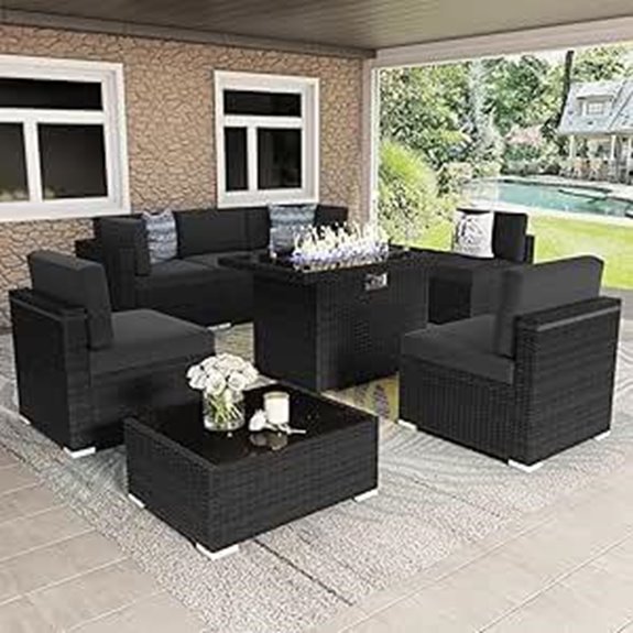 8-Piece Patio Furniture Set with Fire Pit