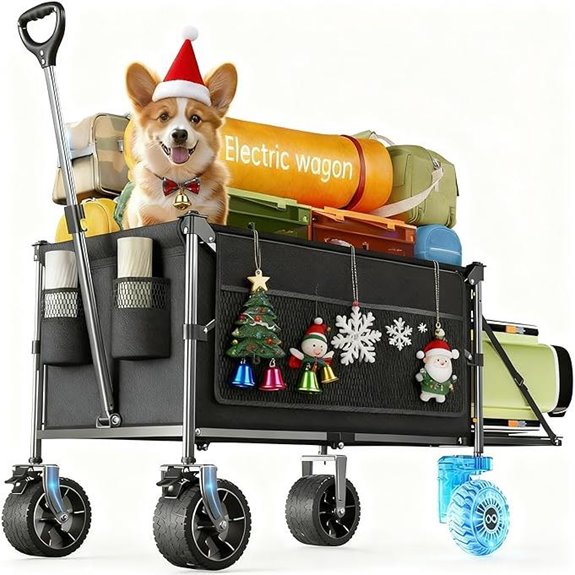 Electric Utility Wagon Cart with Remote and All-Terrain Wheels