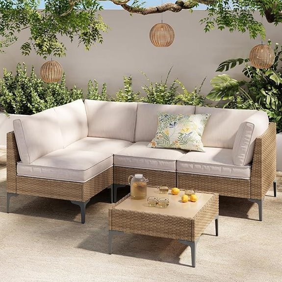 5-Piece Outdoor Wicker Patio Furniture Set
