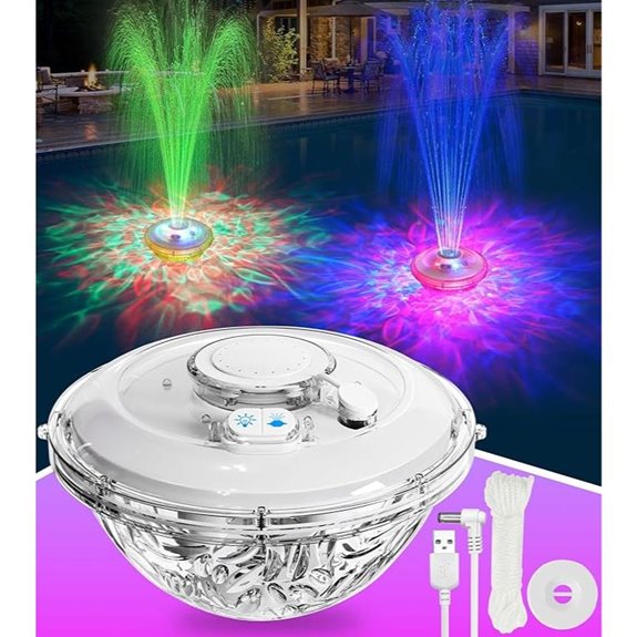 Floating Pool Fountain with Lights and Waterfall