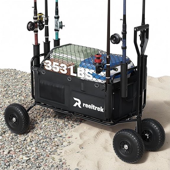 Foldable Beach Cart with Big Wheels and Rod Holder