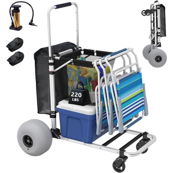 GDLF Foldable Beach Cart with Large Cargo Deck