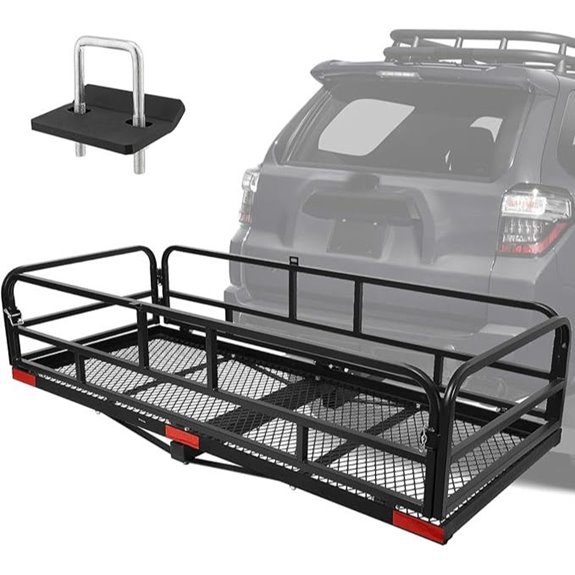 Folding Hitch Cargo Carrier with High Side Rails