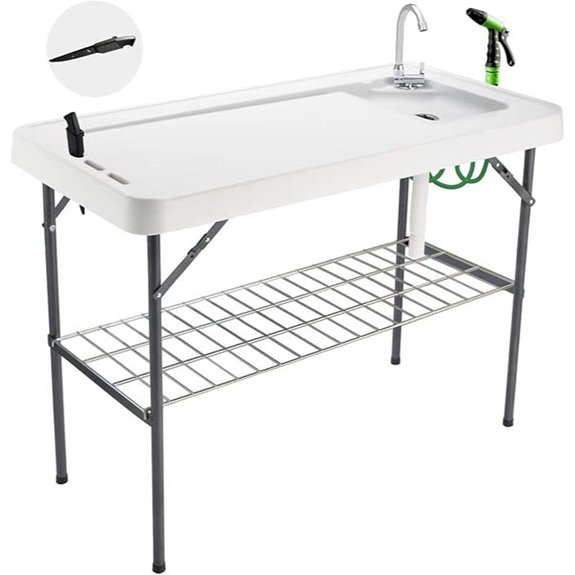 Folding Fish Cleaning Table with Sink and Accessories