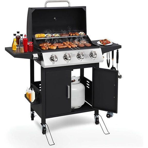 HUGROVE 4-Burner Gas BBQ Grill with Wheels